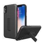 Wholesale Apple iPhone XS / X Cabin Carbon Style Stand Case (Black)